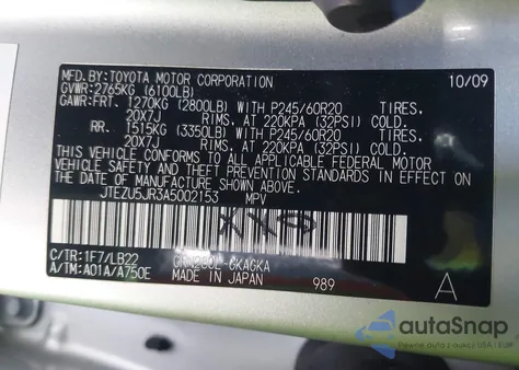 2010 Toyota 4Runner Sr5/Sport из США, поврежденный, VIN JTEZU5JR3A5002153